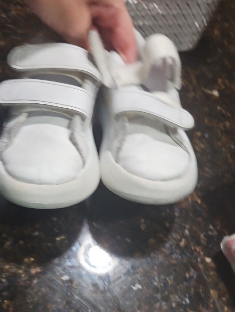 Adidas Bubble White Kids Velcro Sneakers with Iridescent Stripe 7K - Picture 14 of 14